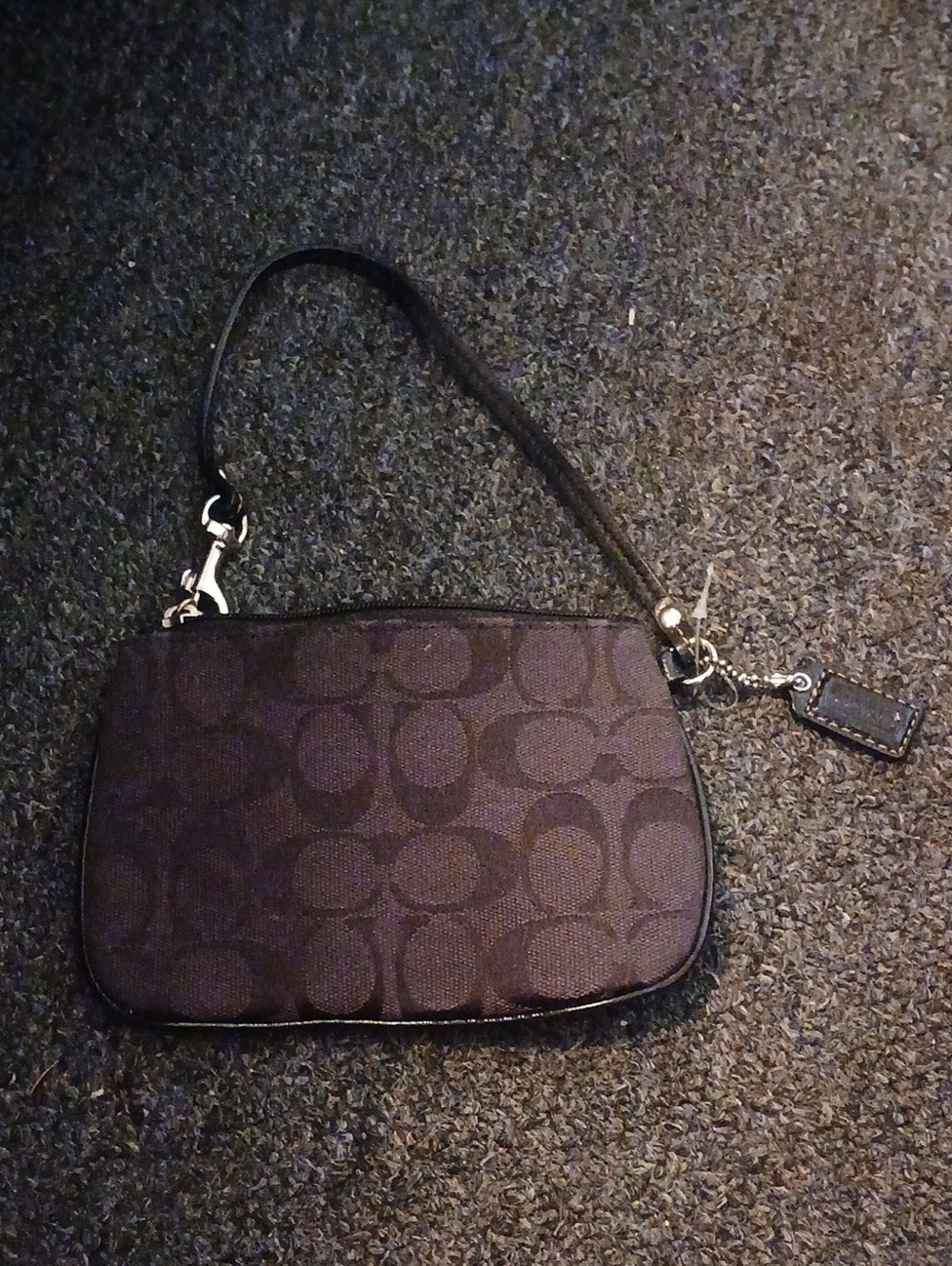 Coach Black Signature Canvas Wristlet with Detachable Strap